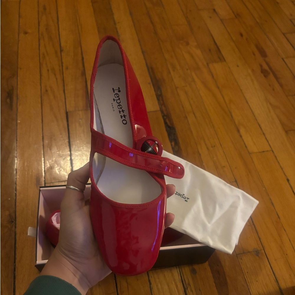 Repetto Cherry Red Patent Mary Janes